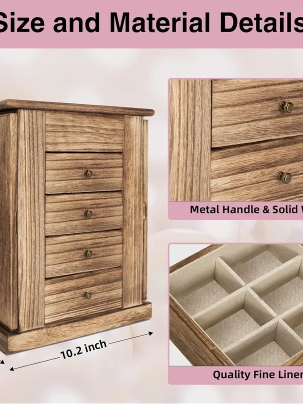 Wooden Woven Accent Jewelry Box - Natural Brown